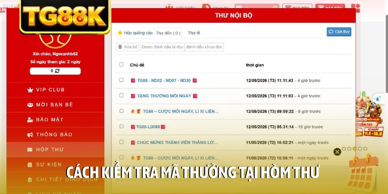 Cách kiểm tra mã thưởng tại hòm thư
